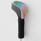 Veelkleurige retro stijlcirkels golfheadcover (Schuin)