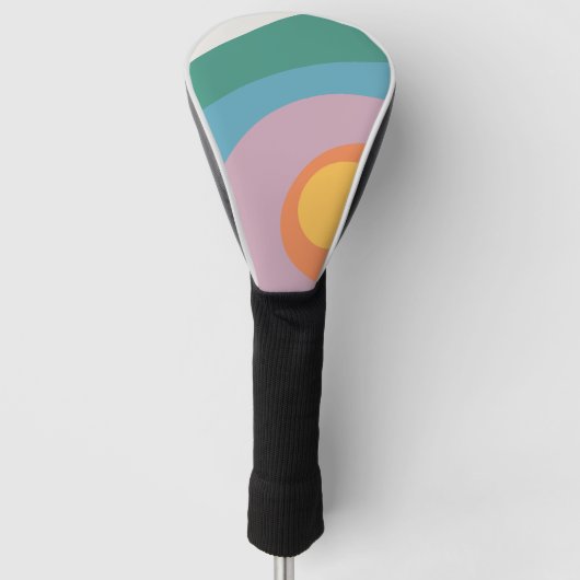 Veelkleurige retro stijlcirkels golfheadcover (Voorkant)