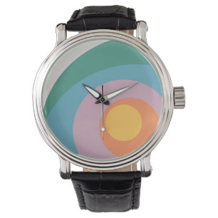 Veelkleurige retro stijlcirkels horloge