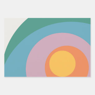 Veelkleurige retro stijlcirkels inpakpapier vel