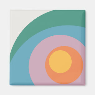 Veelkleurige retro stijlcirkels magneet