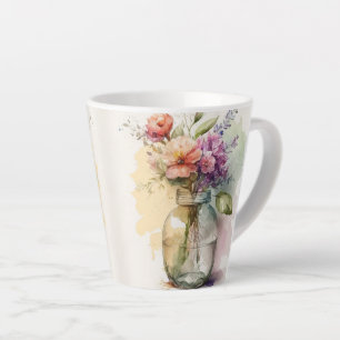 Veelkleurige roze Paarse witte bloemen #9 Latte Mok