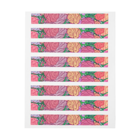 Veelkleurige Rozen Bloemenwikkel rond labels Omwikkelbaar Adreslabel (Vel)