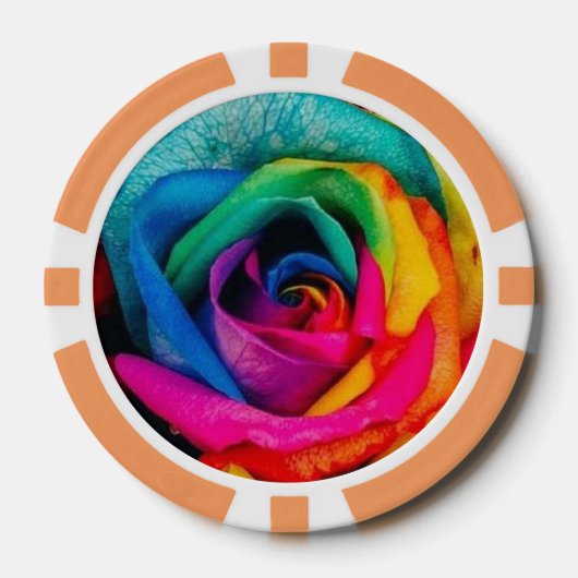 Veelkleurige rozen bloemfoto poker chips (Voorkant)