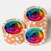 Veelkleurige rozen bloemfoto poker chips (Opstapeling)