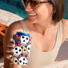 Veelkleurige schedels patroon blikjeskoeler