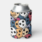 Veelkleurige schedels patroon blikjeskoeler (Blikje Voorkant)