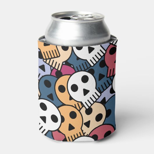 Veelkleurige schedels patroon blikjeskoeler (Blikje Voorkant)