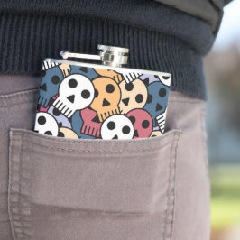 Veelkleurige schedels patroon heupfles