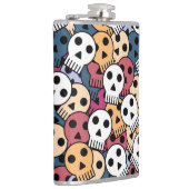 Veelkleurige schedels patroon heupfles (Rechts)