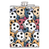 Veelkleurige schedels patroon heupfles (Achterkant)