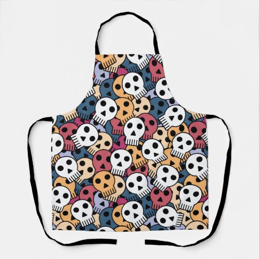 Veelkleurige schedels patroon schort (Voorkant)