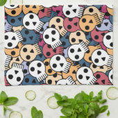 Veelkleurige schedels patroon theedoek (Gevouwen)