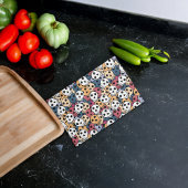 Veelkleurige schedels patroon theedoek