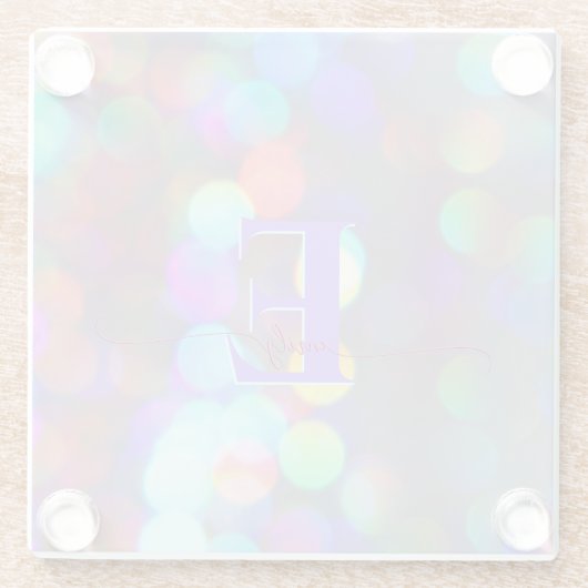 Veelkleurige schittering glazen onderzetter (Achterkant)