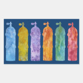 Veelkleurige SCUBA Tanks Rechthoekige Sticker (Voorkant)