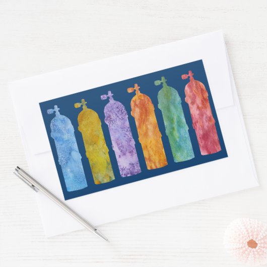 Veelkleurige SCUBA Tanks Rechthoekige Sticker (Envelop)