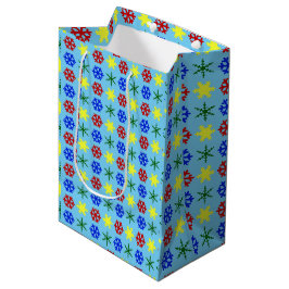Veelkleurige sneeuwvlokken medium cadeauzakje
