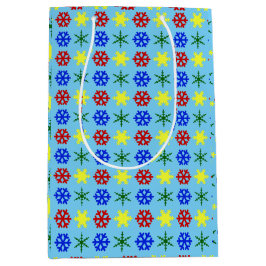 Veelkleurige sneeuwvlokken medium cadeauzakje