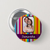 Veelkleurige snoepjes streep ronde button 5,7 cm (Voorkant /achterkant)
