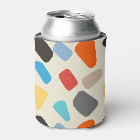 Veelkleurige steentjes op witte achtergrond blikjeskoeler (Blikje Voorkant)