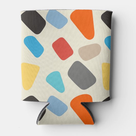 Veelkleurige steentjes op witte achtergrond blikjeskoeler (Voorkant)