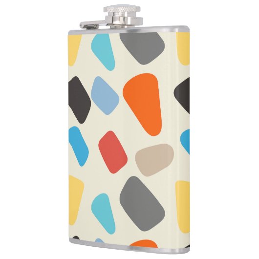 Veelkleurige steentjes op witte achtergrond heupfles (Links)