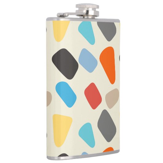 Veelkleurige steentjes op witte achtergrond heupfles (Rechts)