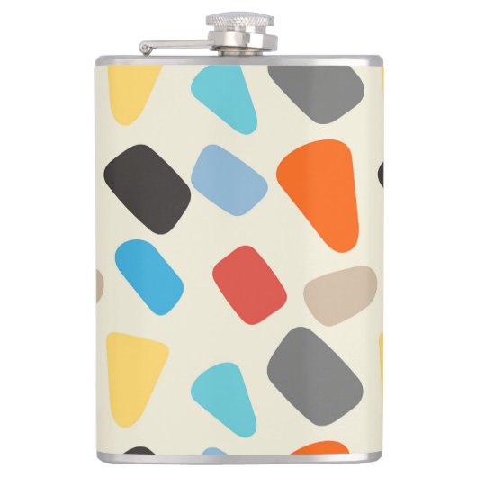 Veelkleurige steentjes op witte achtergrond heupfles (Voorkant)