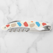 Veelkleurige steentjes op witte achtergrond kurkentrekker (Achterkant)