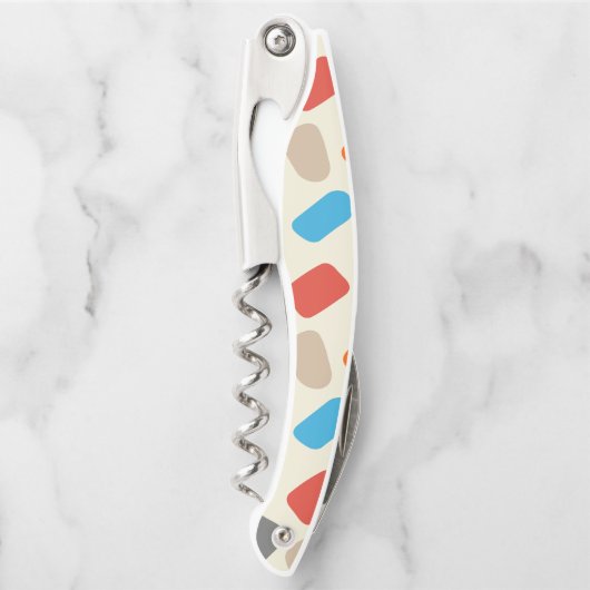 Veelkleurige steentjes op witte achtergrond kurkentrekker (Voorkant)