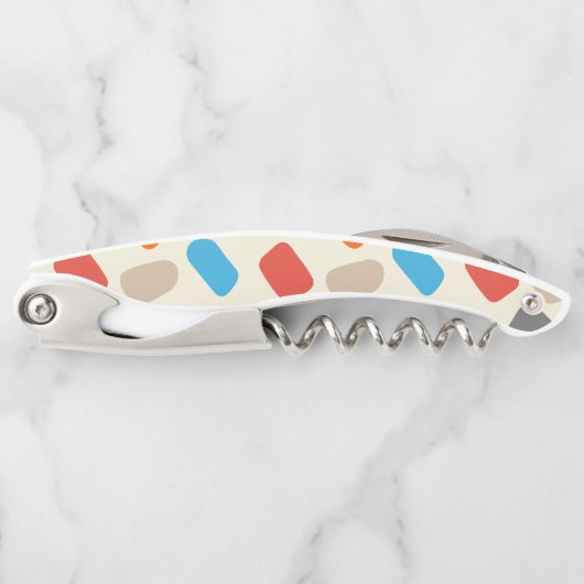 Veelkleurige steentjes op witte achtergrond kurkentrekker (Voorkant)