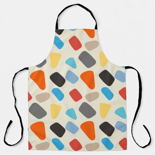 Veelkleurige steentjes op witte achtergrond schort (Voorkant)