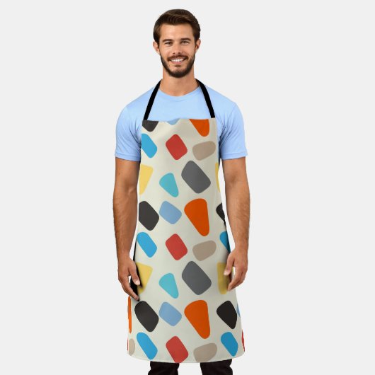 Veelkleurige steentjes op witte achtergrond schort (Gedragen)