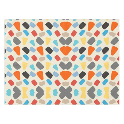 Veelkleurige steentjes op witte achtergrond tafelkleed (Voorkant (Horizontaal))