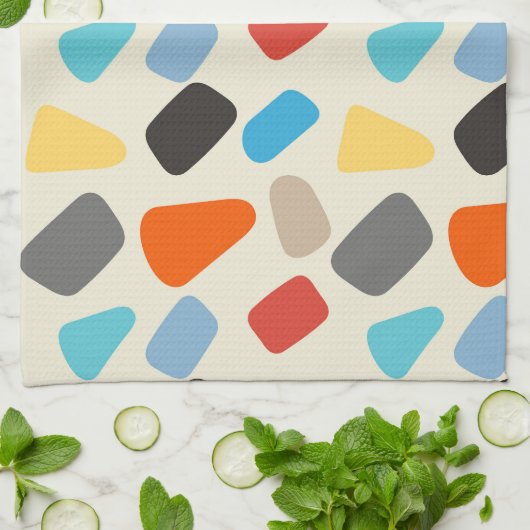 Veelkleurige steentjes op witte achtergrond theedoek (Gevouwen)