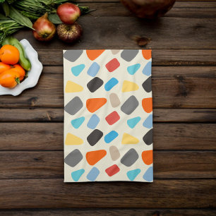 Veelkleurige steentjes op witte achtergrond theedoek