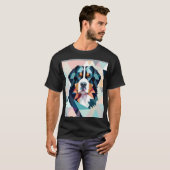 Veelkleurige stijlvolle geometrische berner t-shirt (Voorkant volledig)