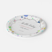 Veelkleurige Stip Hallo "Baby" Baby shower Papieren Bordje (Gekanteld)