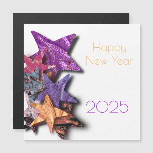 Veelkleurige stralende sterren - gelukkig nieuwjaa (Voorkant / Achterkant)
