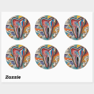 veelkleurige tand ronde sticker