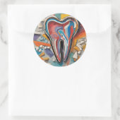veelkleurige tand ronde sticker (Tas)