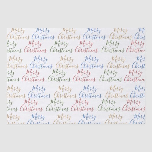 Veelkleurige tekst voor het script voor kerstmis tissuepapier (Voorkant)