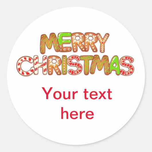 Veelkleurige tekst voor kerstmis ronde sticker (Voorkant)