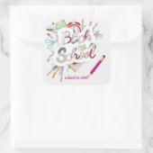 Veelkleurige Terug naar School & School is Cool Vierkante Sticker (Tas)