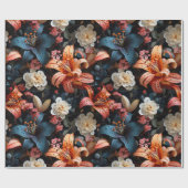 Veelkleurige tijgerlelies op een donkere achtergro cadeaupapier (Vlak)