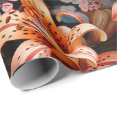 Veelkleurige tijgerlelies op een donkere achtergro cadeaupapier (Rol Hoek)