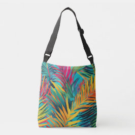 Veelkleurige tropische bladeren kleurrijke palm crossbody tas