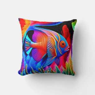 Veelkleurige tropische vis met blauw gezicht kussen