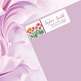 veelkleurige tulpen retouradreslabel etiket